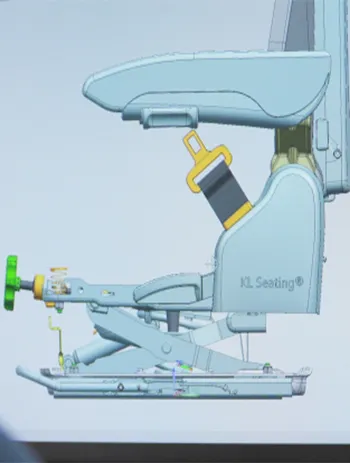 Shock absorber fatigue bench cycling a complete agricultural seat suspension assembly