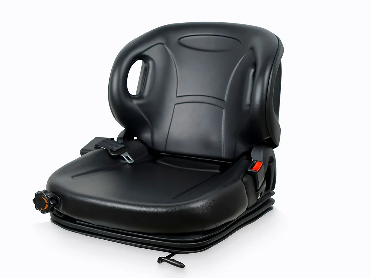 YY53 mechanical forklift seat, 48 mm travel — dark PVC cover